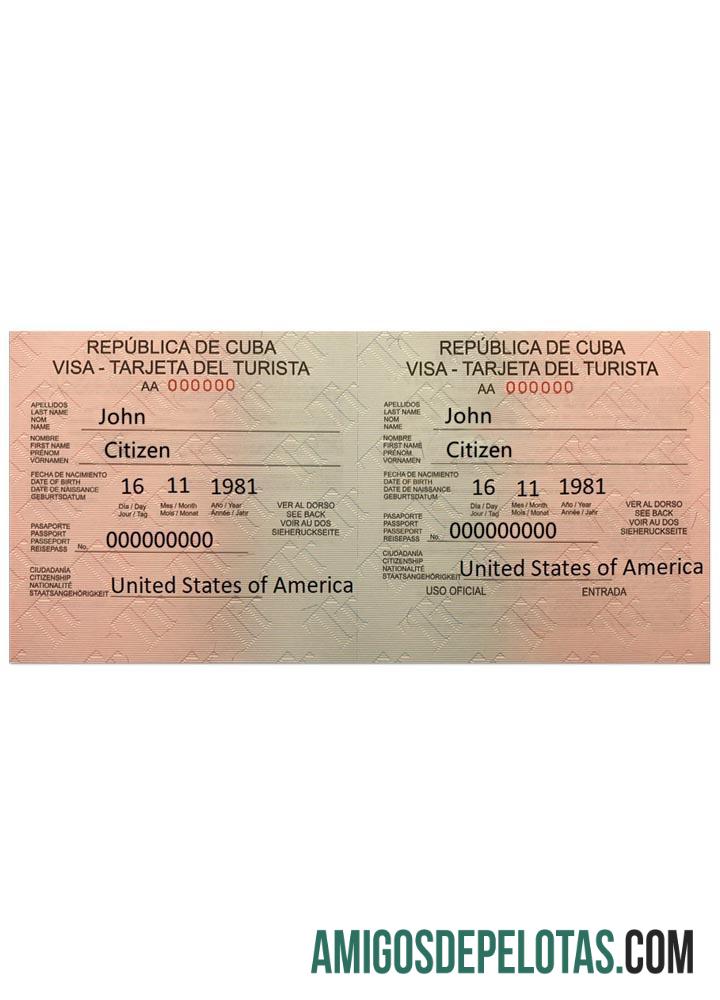 Visto para Cuba exemplo